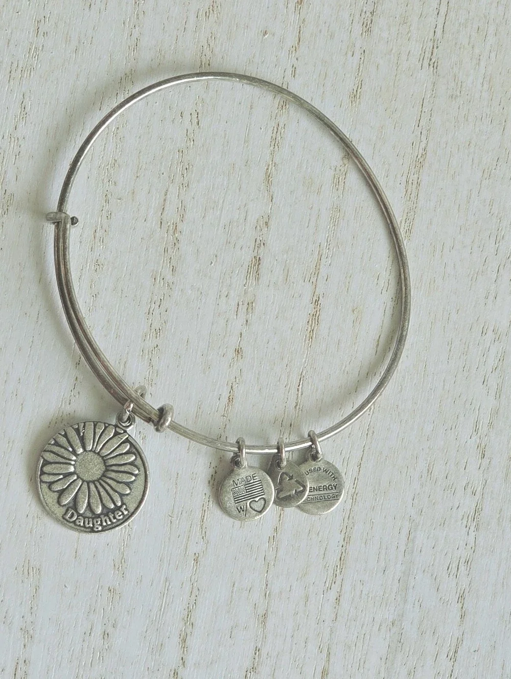 Alex and Ani Silver Daisy Daughter Charm Bangle